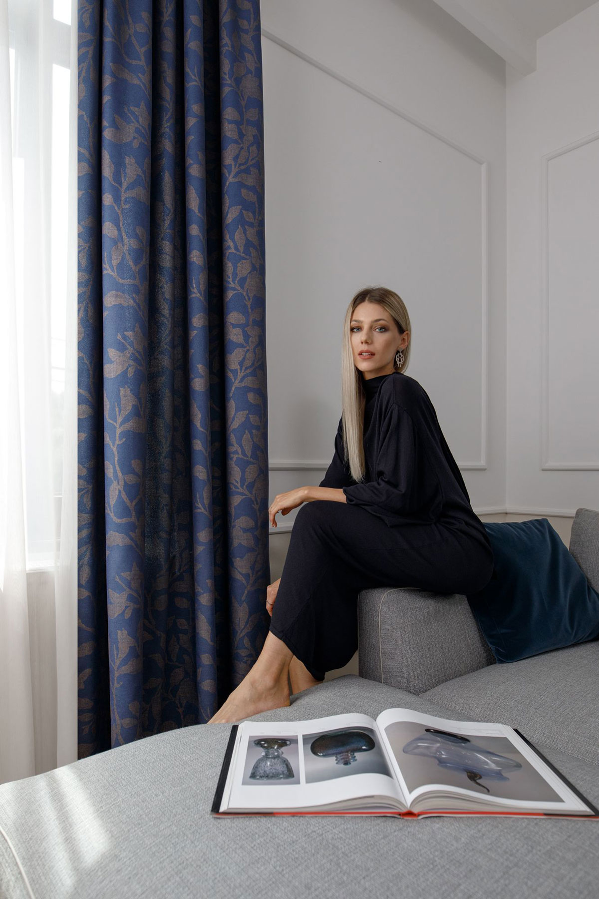 lagos blue print curtain