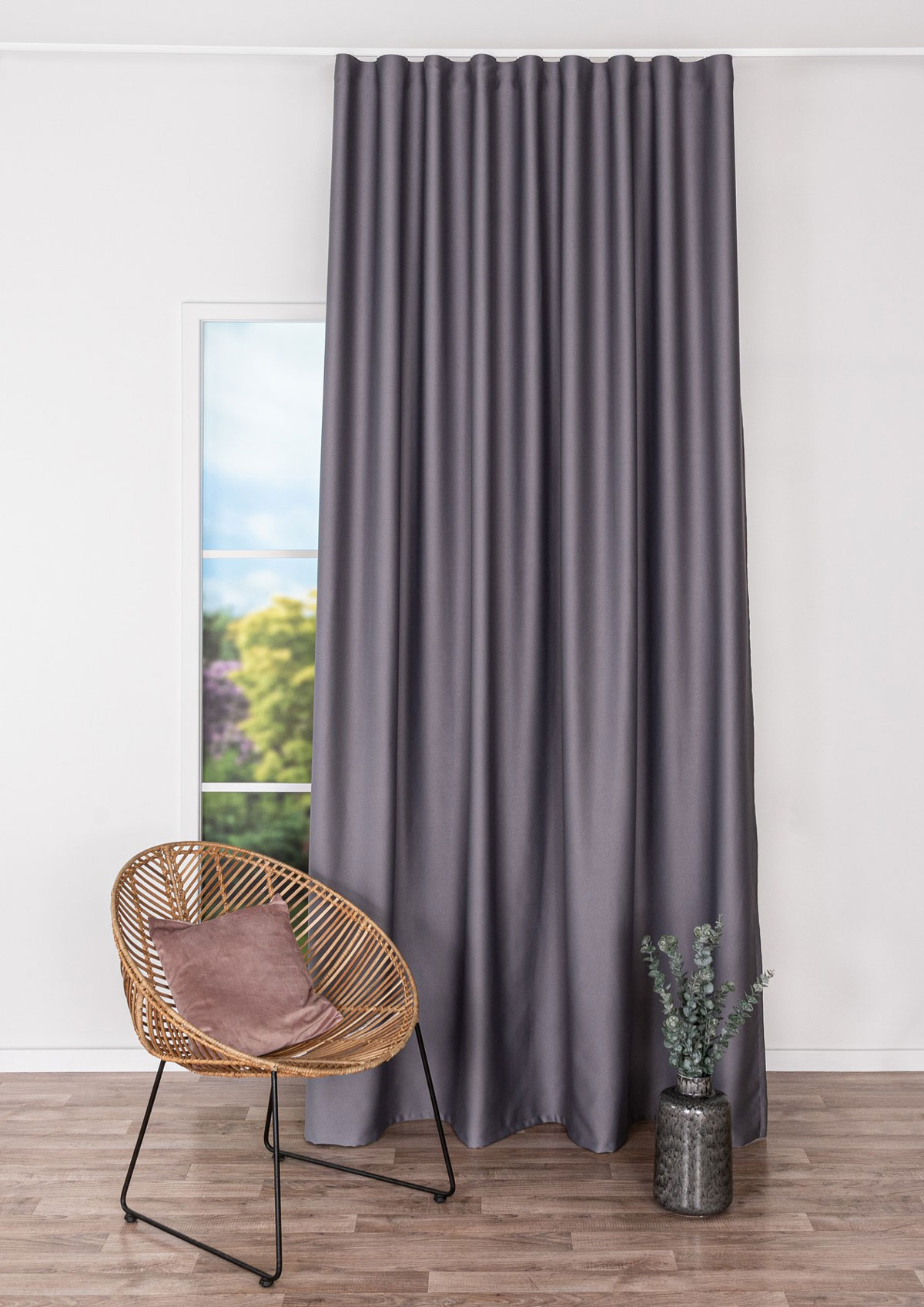 sydney grey print curtain