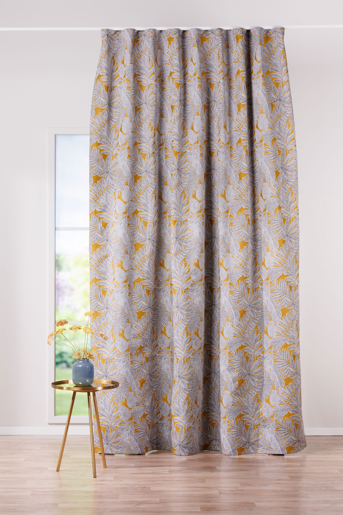 sonos yellow print curtain