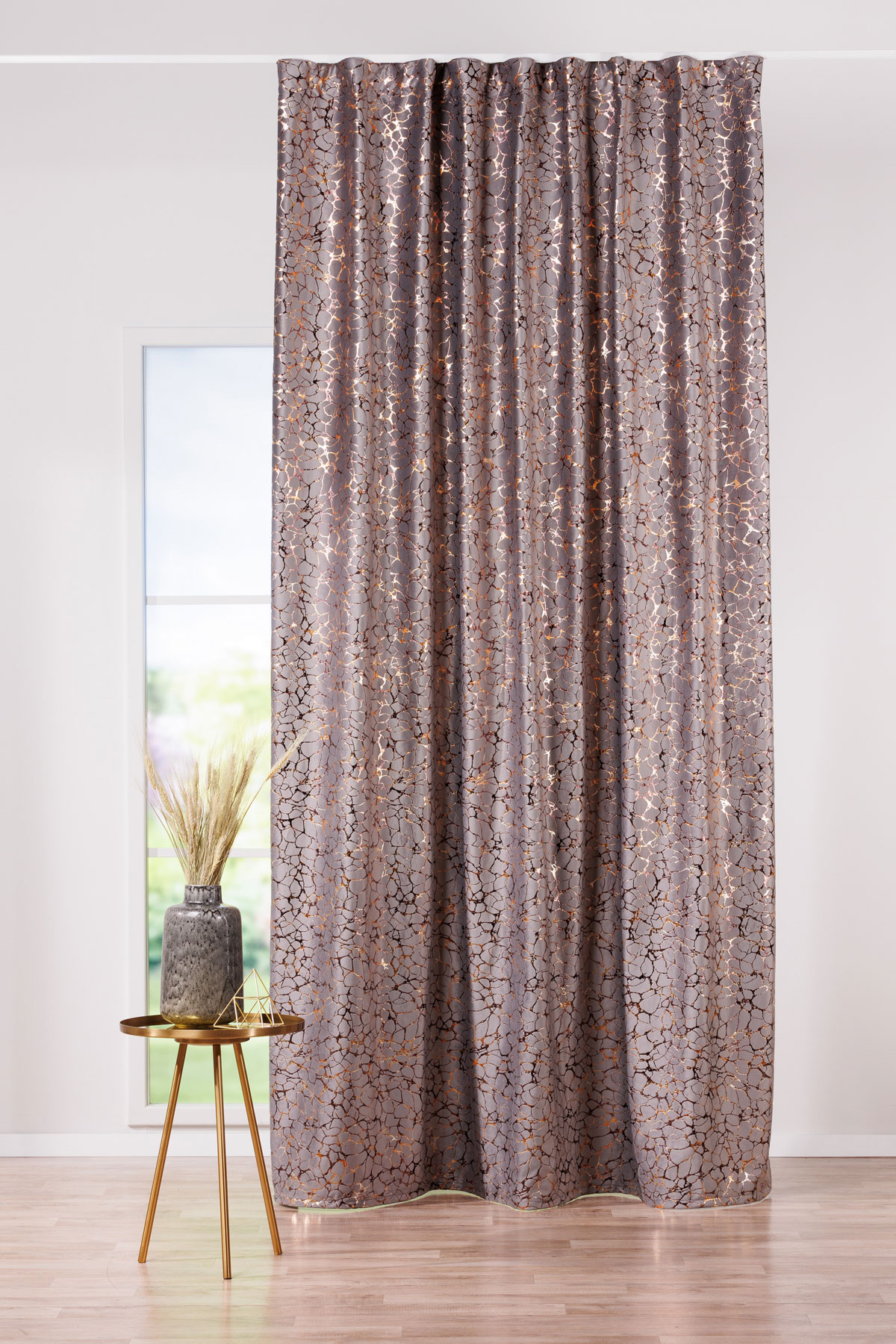 roca grey print curtain