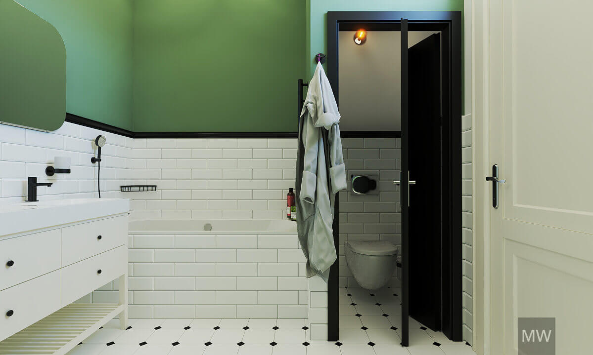 Separate toilet from the bathroom with folding door